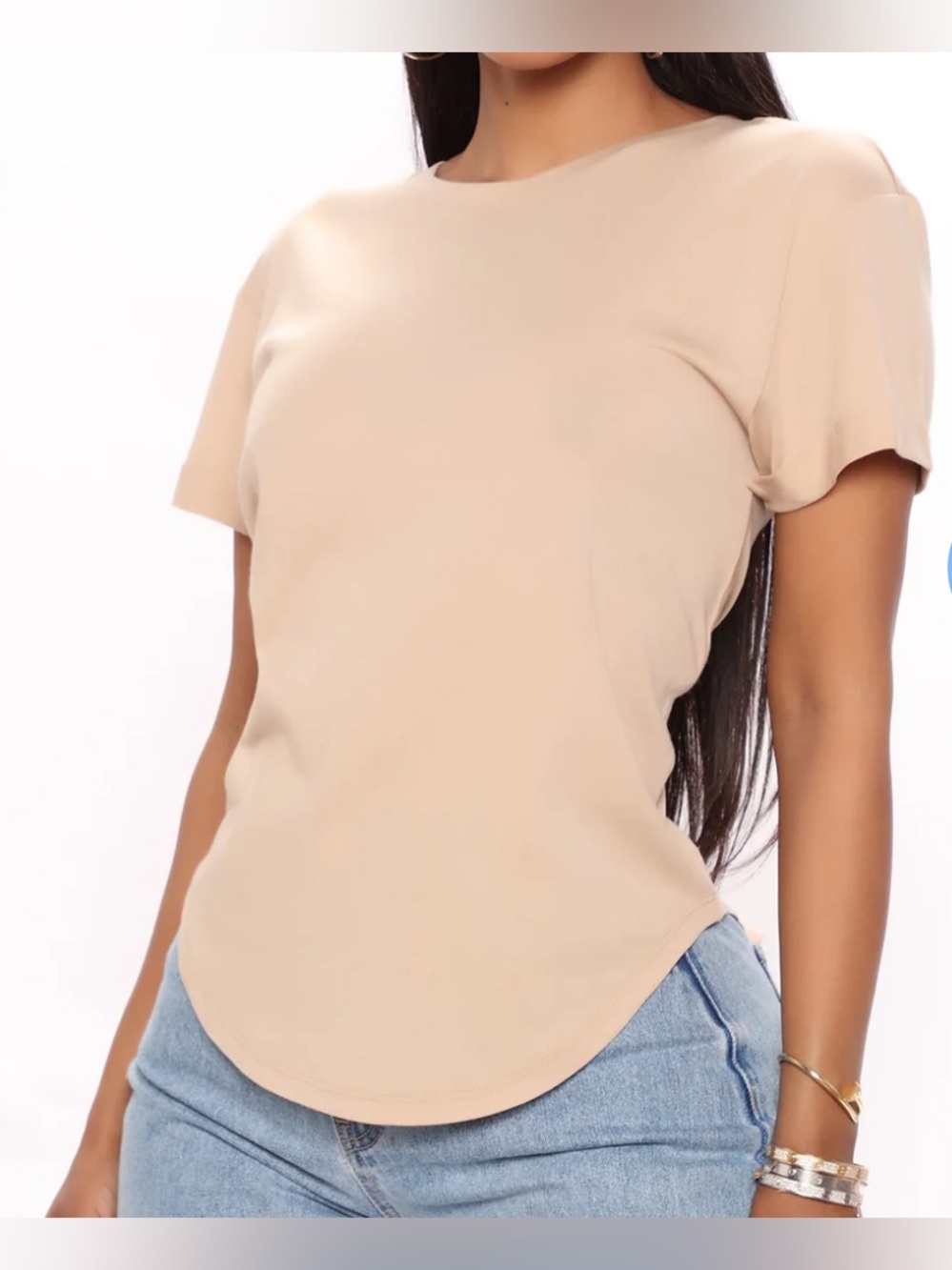 Fashion Nova "Amie Cuffed Short Sleeve Top - Tan- Women’s Size 3x NEW W/tags